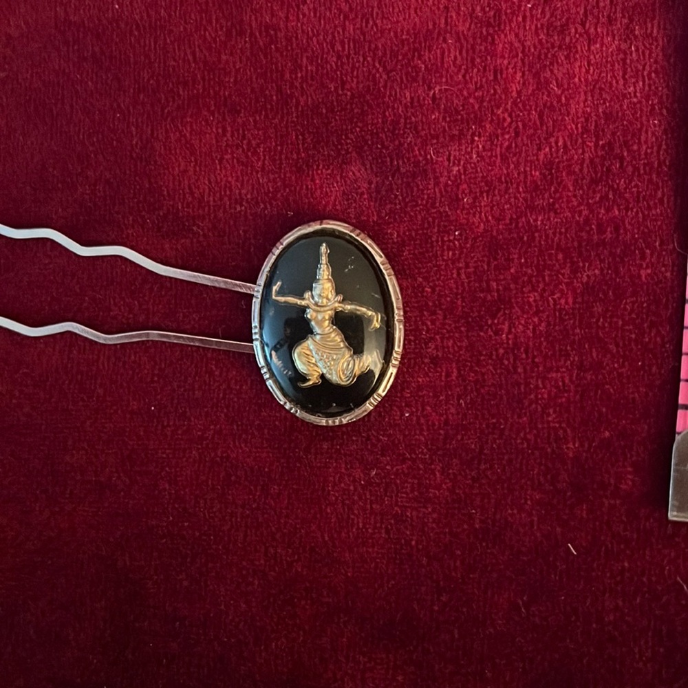 2/$15 Hair pin with vintage earring